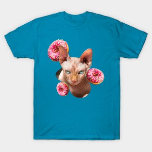 Sphynx cat with pink donuts T-Shirt